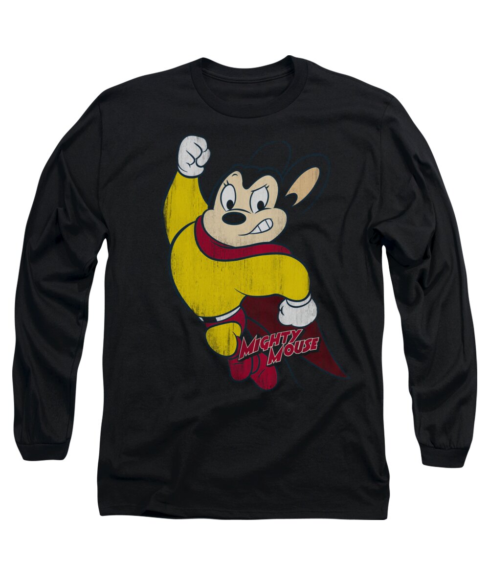 Mighty Mouse Long Sleeve T-Shirt featuring the digital art Mighty Mouse - Classic Hero by Brand A