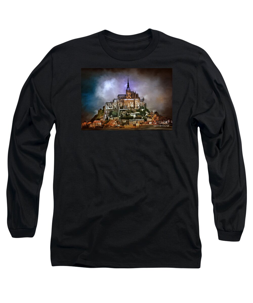 Mont Saint Michel Long Sleeve T-Shirt featuring the digital art Mont Saint Michel  by Andrzej Szczerski