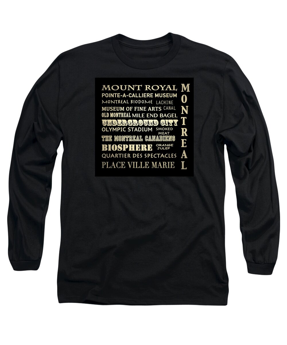 Montreal Long Sleeve T-Shirt featuring the digital art Montreal Quebec Famous Landmarks by Patricia Lintner
