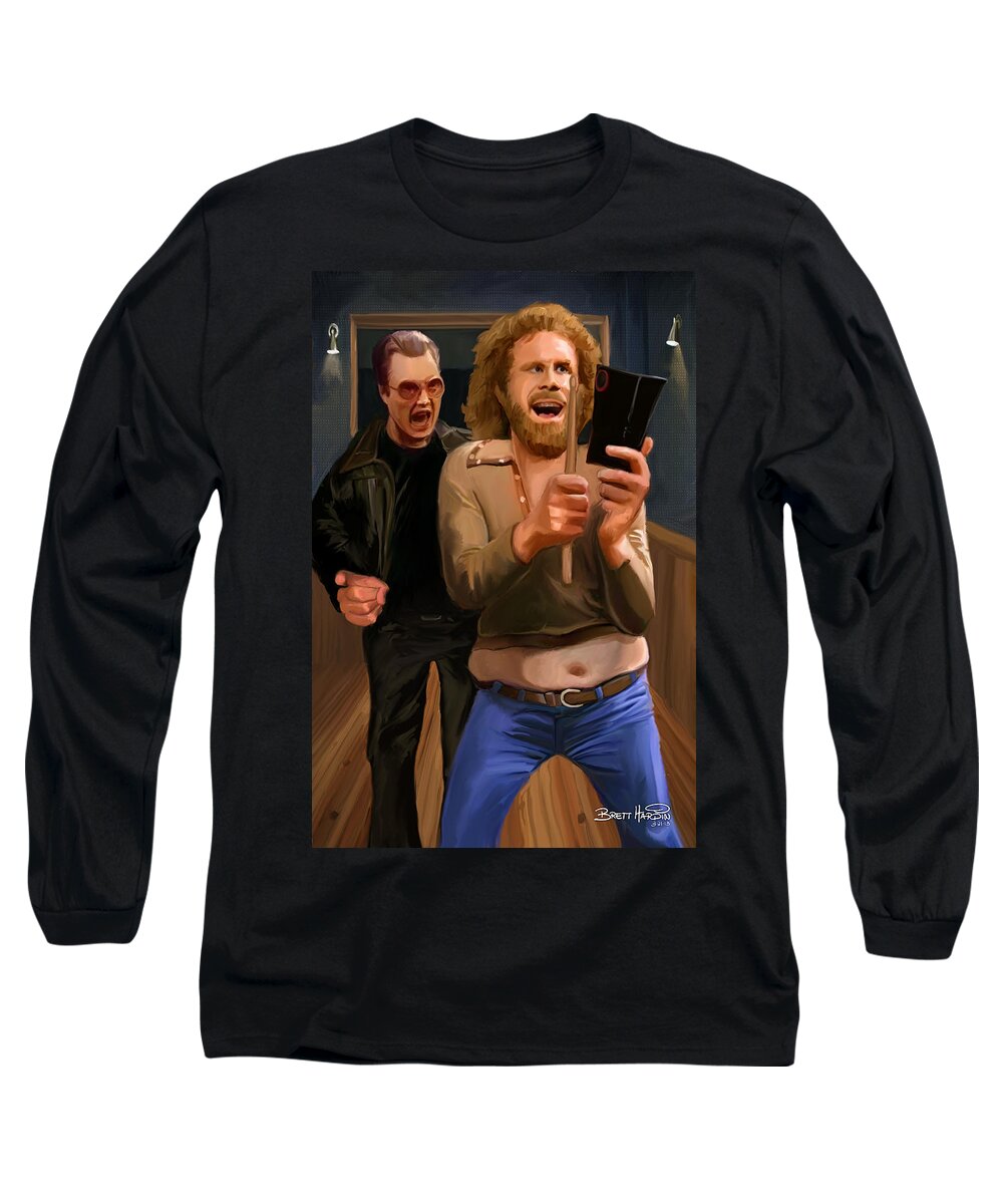 Will Farrell Long Sleeve T-Shirt featuring the painting More Cowbell by Brett Hardin