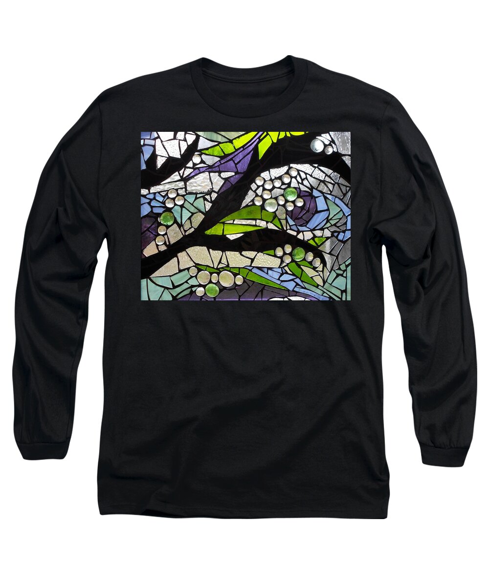 Spring Long Sleeve T-Shirt featuring the glass art Mosaic Stained Glass - Spring by Catherine Van Der Woerd
