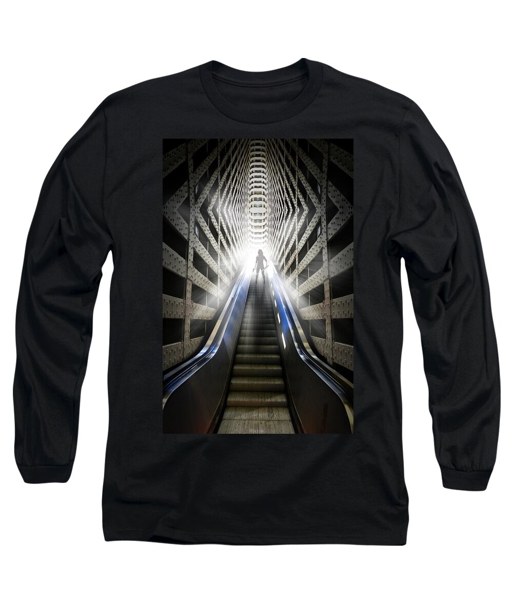 Abstract Long Sleeve T-Shirt featuring the digital art Move into the light by Nathan Wright