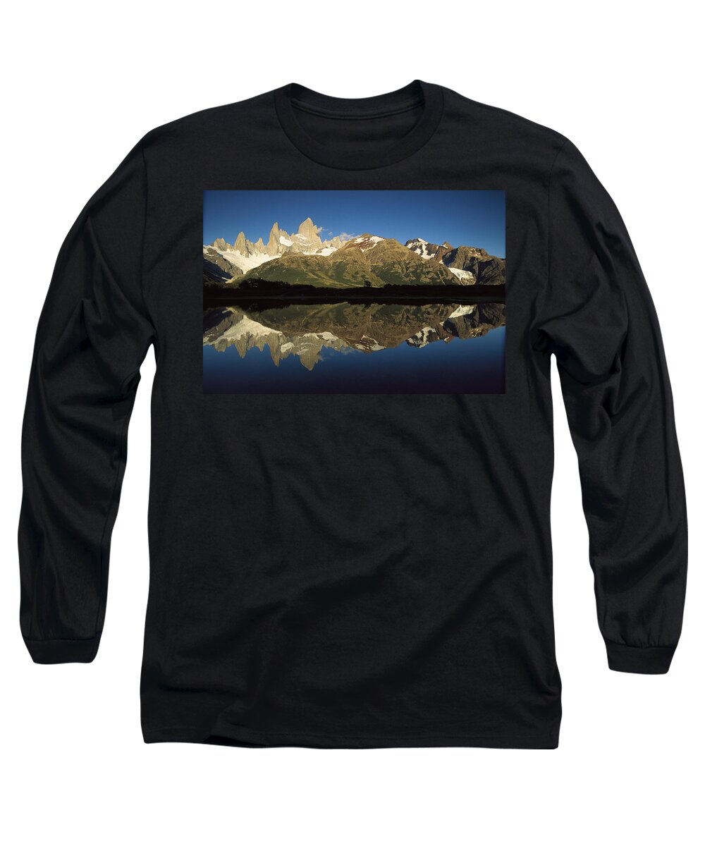 Feb0514 Long Sleeve T-Shirt featuring the photograph Mt Fitzroy At Dawn Patagonia by Colin Monteath
