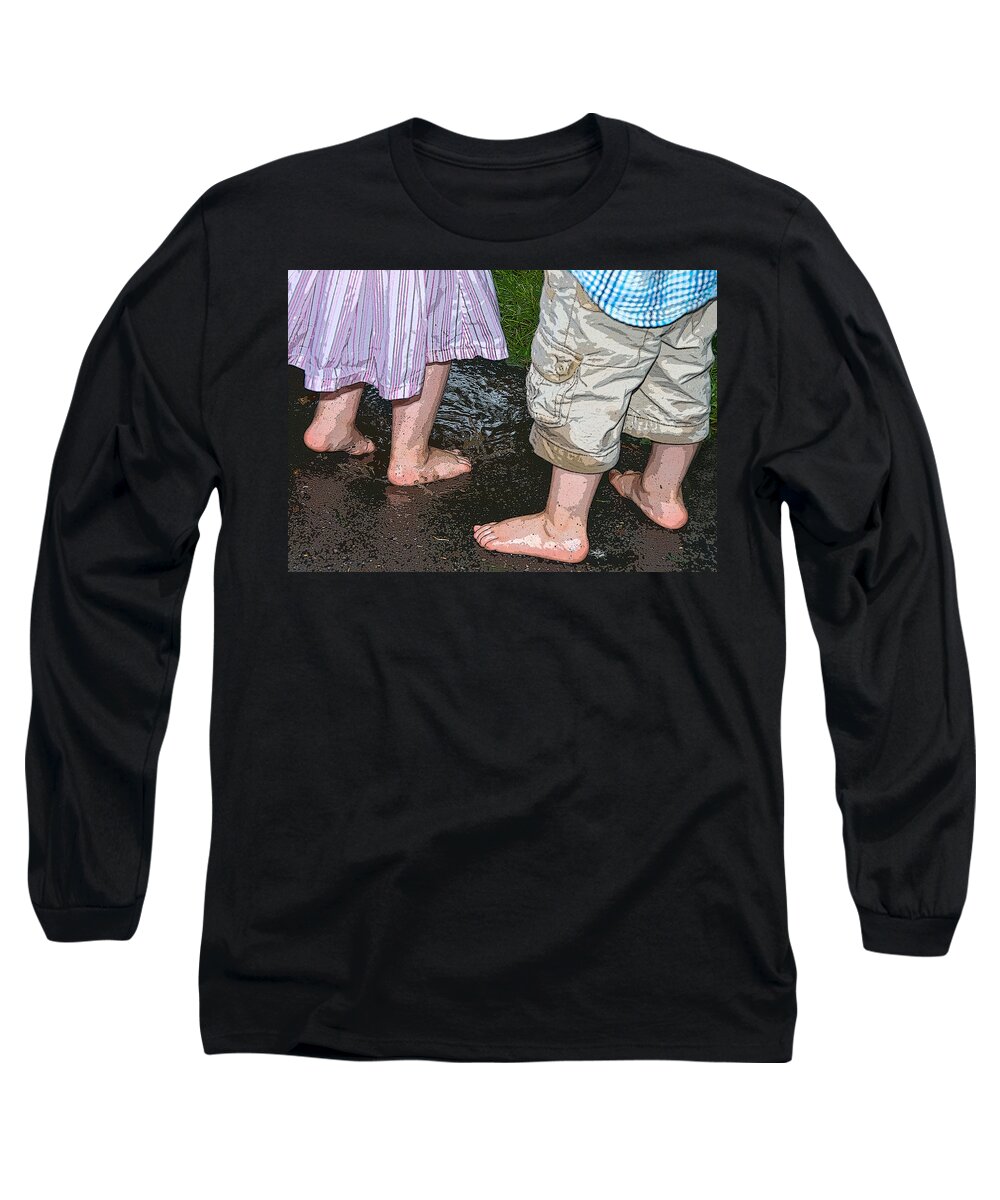 Tiny Feet Long Sleeve T-Shirt featuring the photograph Mud Puddles by Georgette Grossman