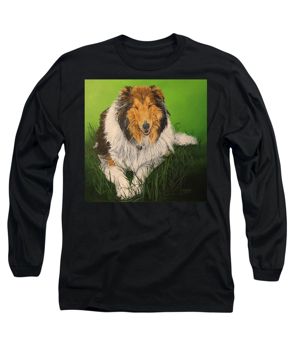 Collie Long Sleeve T-Shirt featuring the painting My Guardian by Wendy Shoults