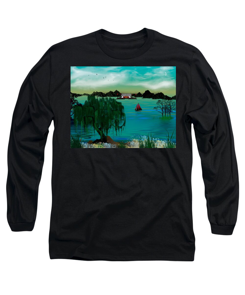 Willow Tree Long Sleeve T-Shirt featuring the digital art My Secret hideaway by Teri Schuster