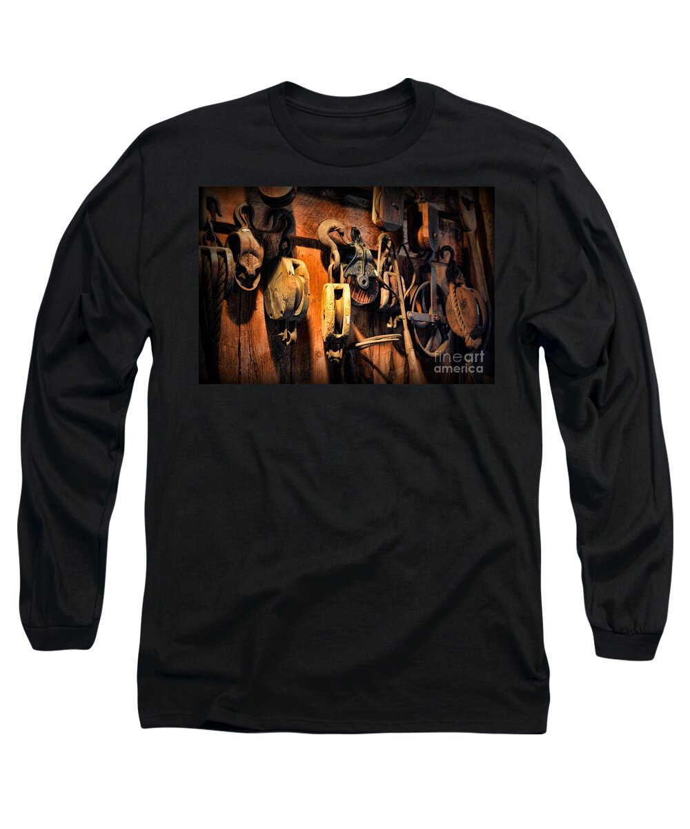 Paul Ward Long Sleeve T-Shirt featuring the photograph Nautical - Boat - Block and Tackle by Paul Ward