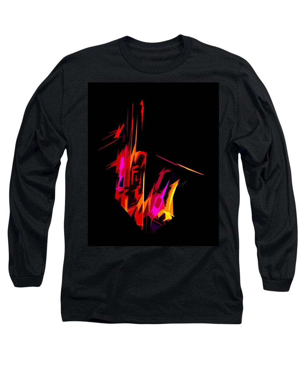 Music Long Sleeve T-Shirt featuring the digital art Neon Sax by Terry Fiala