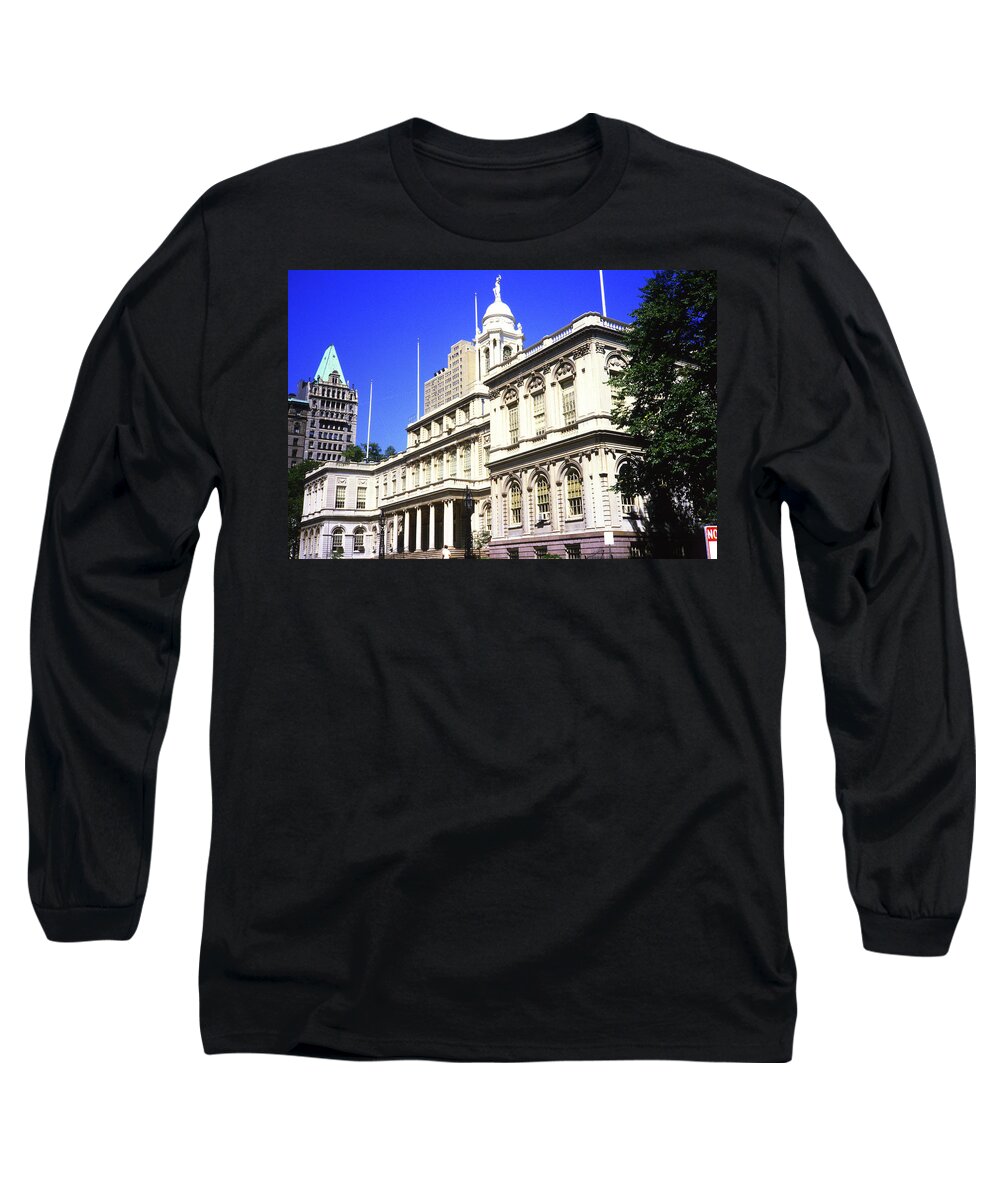 New York Long Sleeve T-Shirt featuring the photograph New York City Hall in 1984 by Gordon James