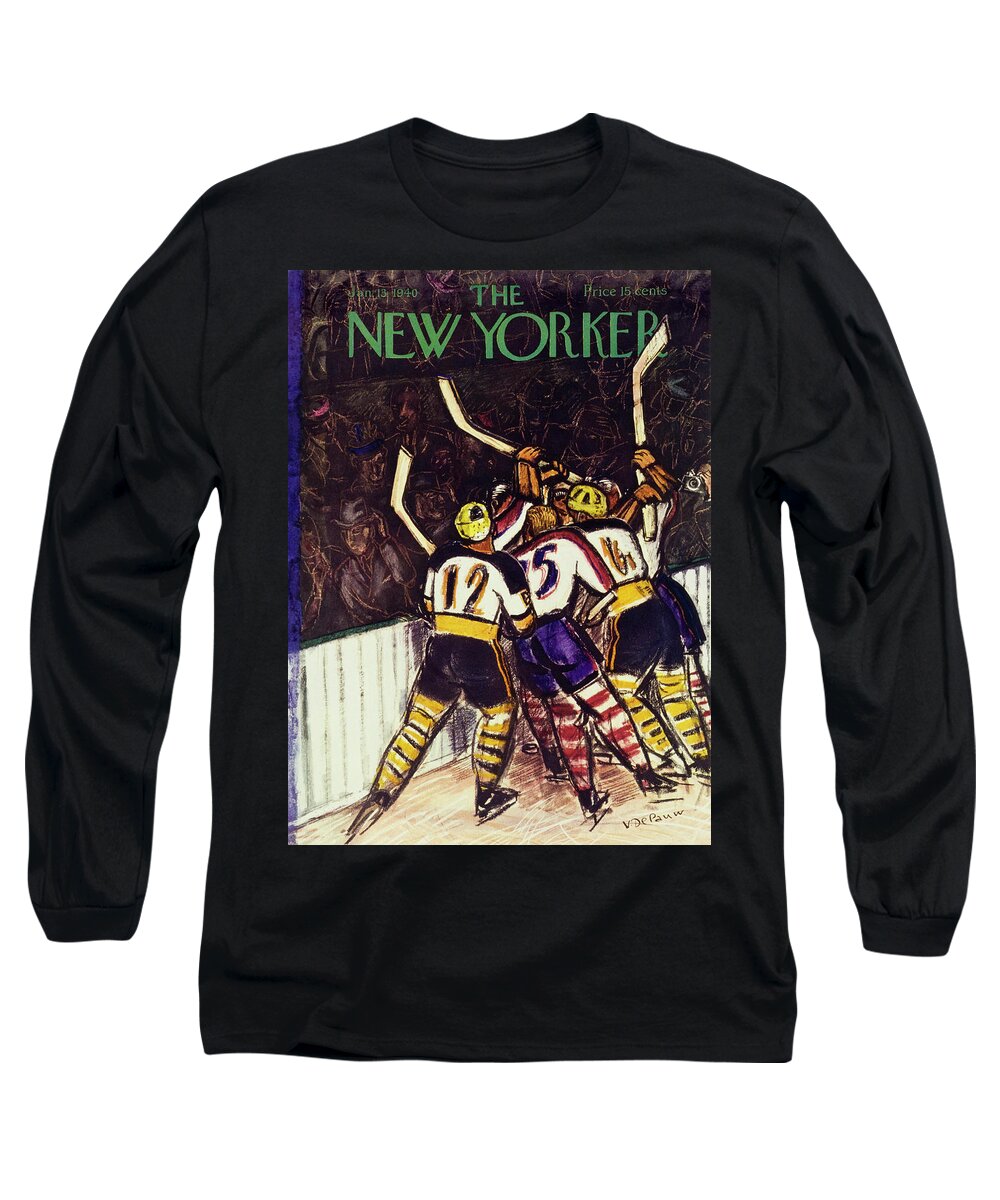 Sport Long Sleeve T-Shirt featuring the painting New Yorker January 13 1940 by Victor De Pauw