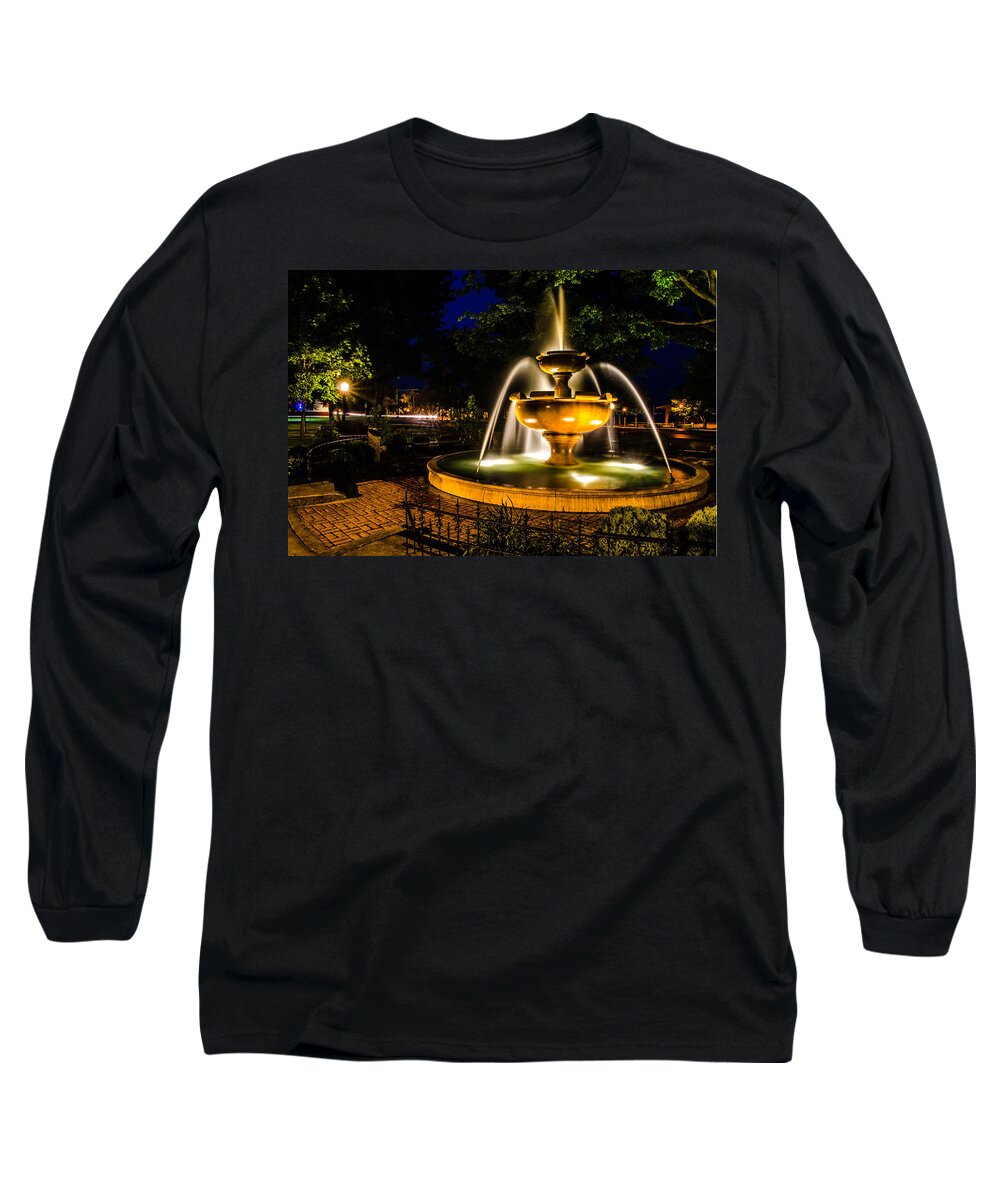 Fountain Long Sleeve T-Shirt featuring the photograph Night Fountain by Rick Bartrand