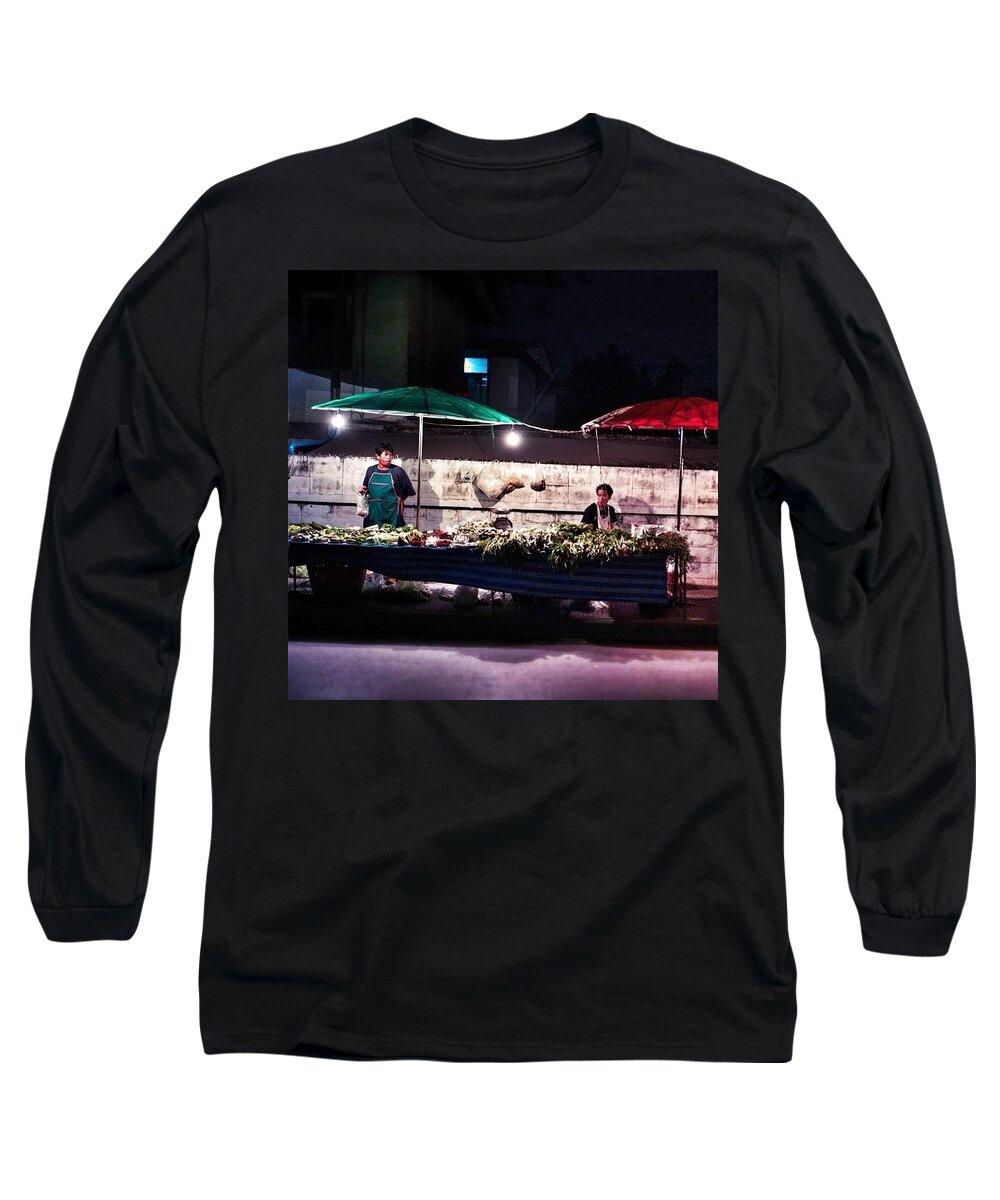 Beautiful Long Sleeve T-Shirt featuring the photograph Night Market In Thailand by Aleck Cartwright
