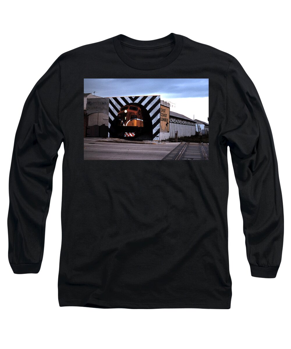 Mural Long Sleeve T-Shirt featuring the painting Night Train by Blue Sky