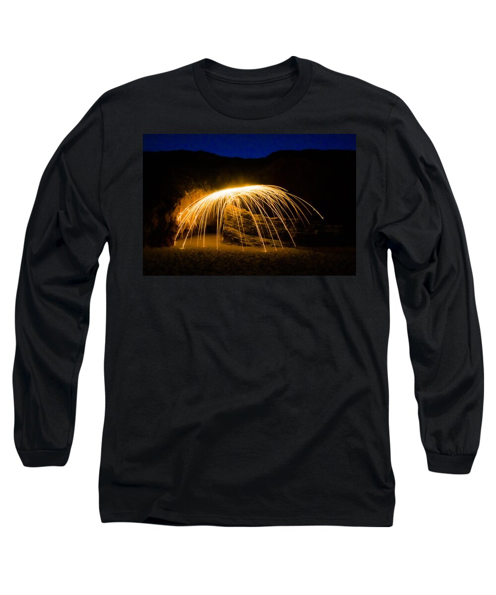 Davenport Long Sleeve T-Shirt featuring the photograph Nightfire and Rock by Weir Here And There