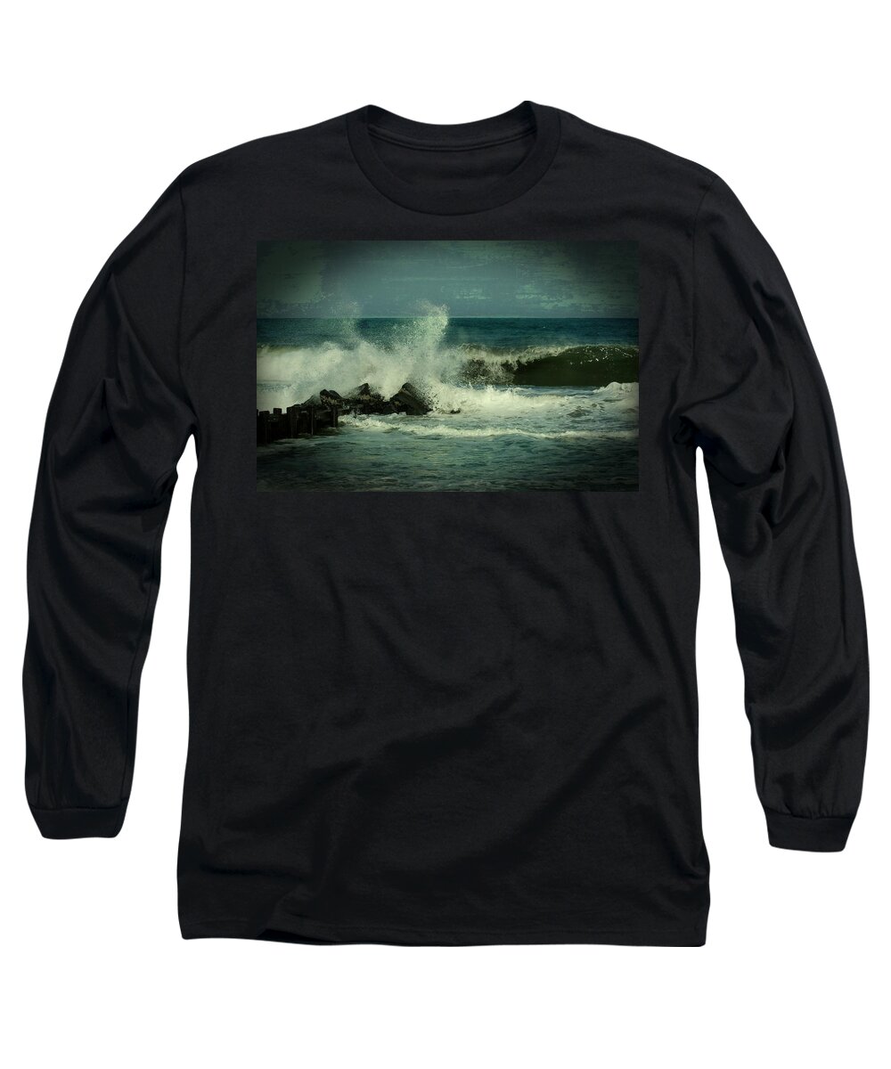 Jersey Shore Beaches Long Sleeve T-Shirt featuring the photograph Ocean Impact - Jersey Shore by Angie Tirado