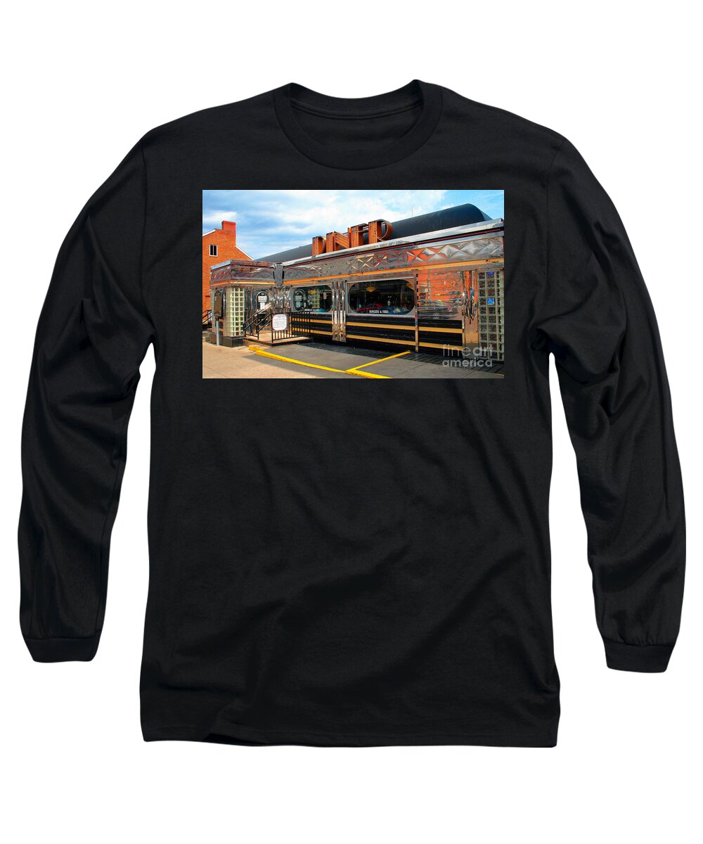 Ou Long Sleeve T-Shirt featuring the photograph Ohio University Court Street Diner by Karen Adams