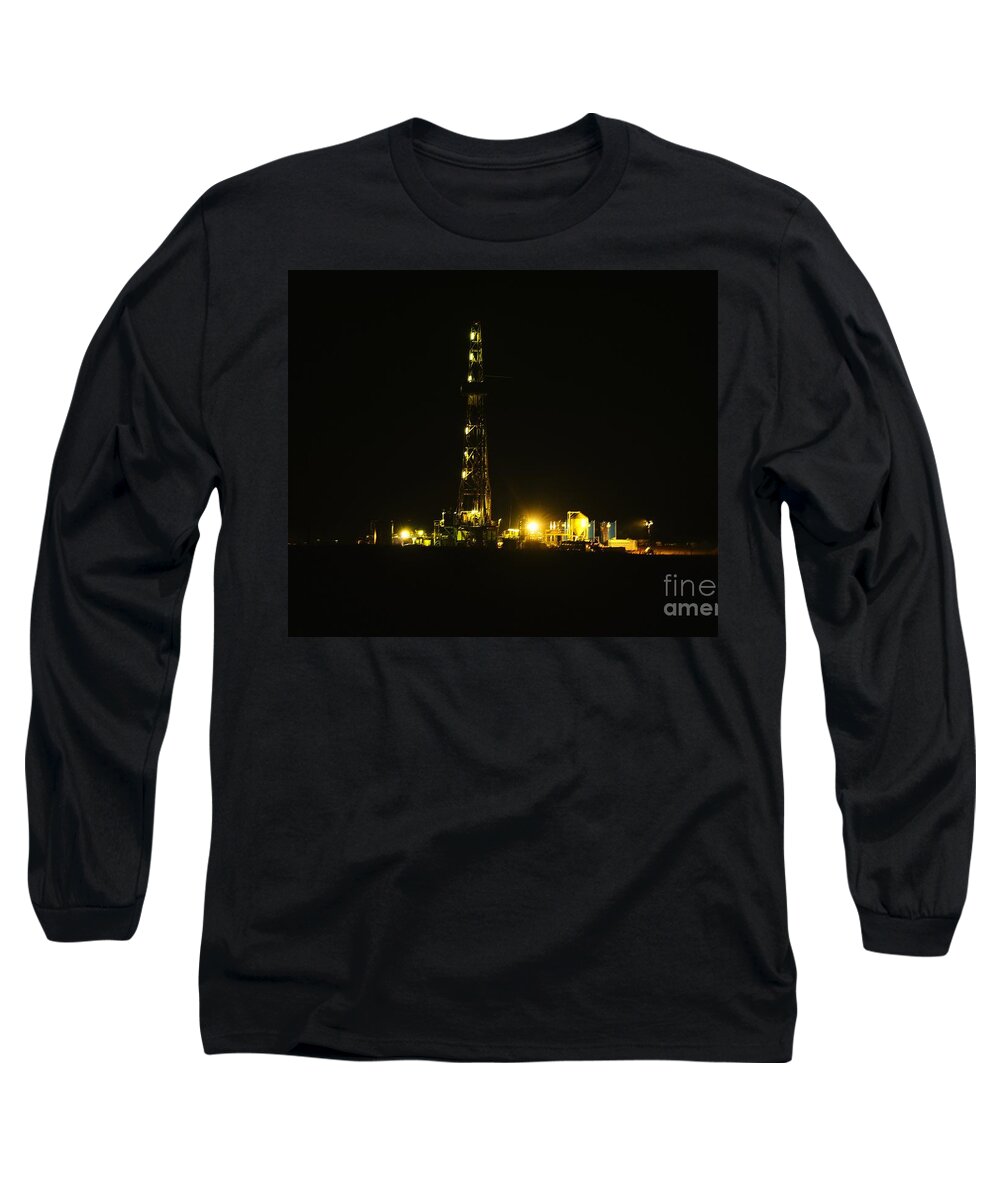 Oil Long Sleeve T-Shirt featuring the photograph Oil Rig by Jeff Swan