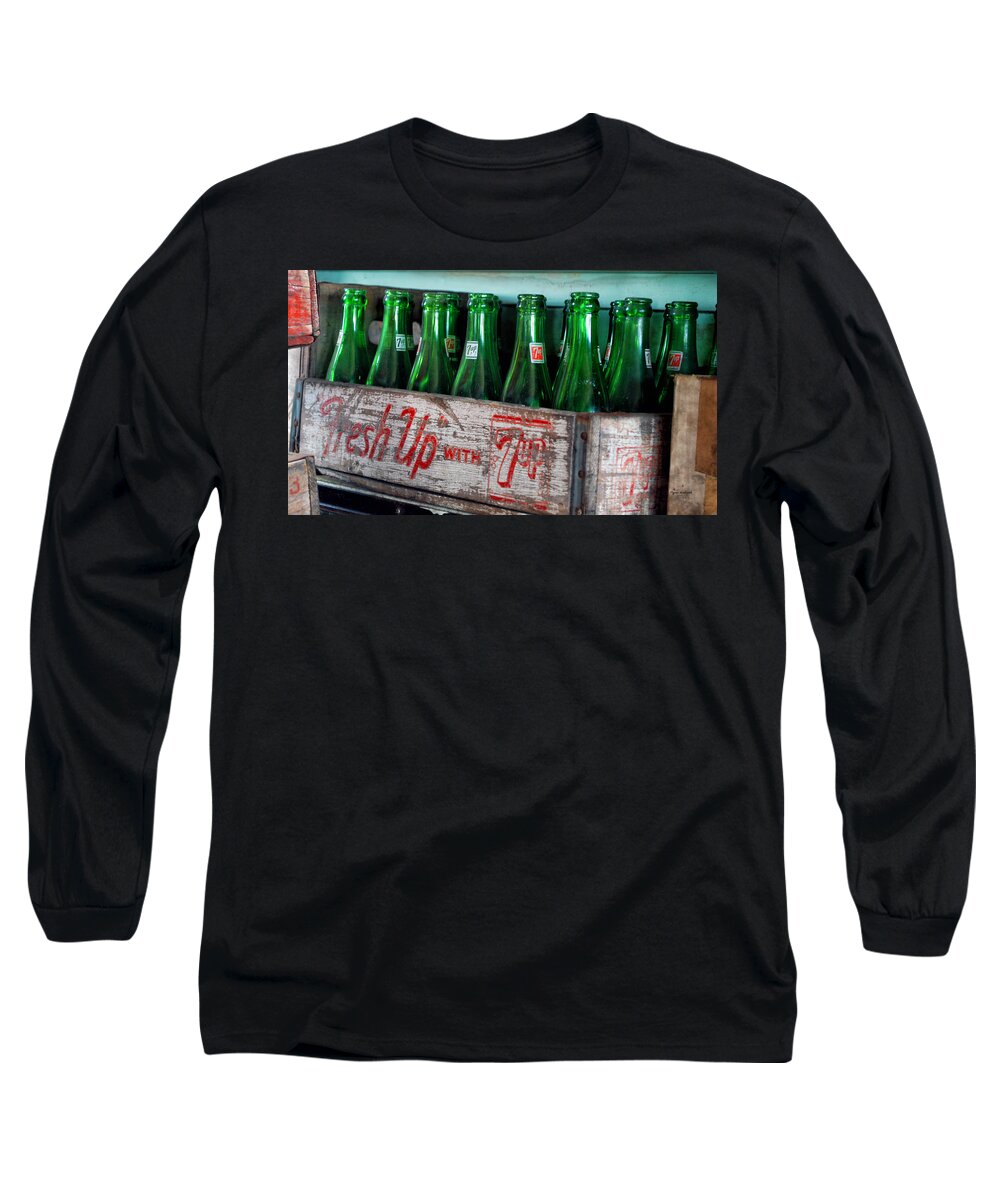 Il Long Sleeve T-Shirt featuring the photograph Old 7 Up Bottles by Thomas Woolworth