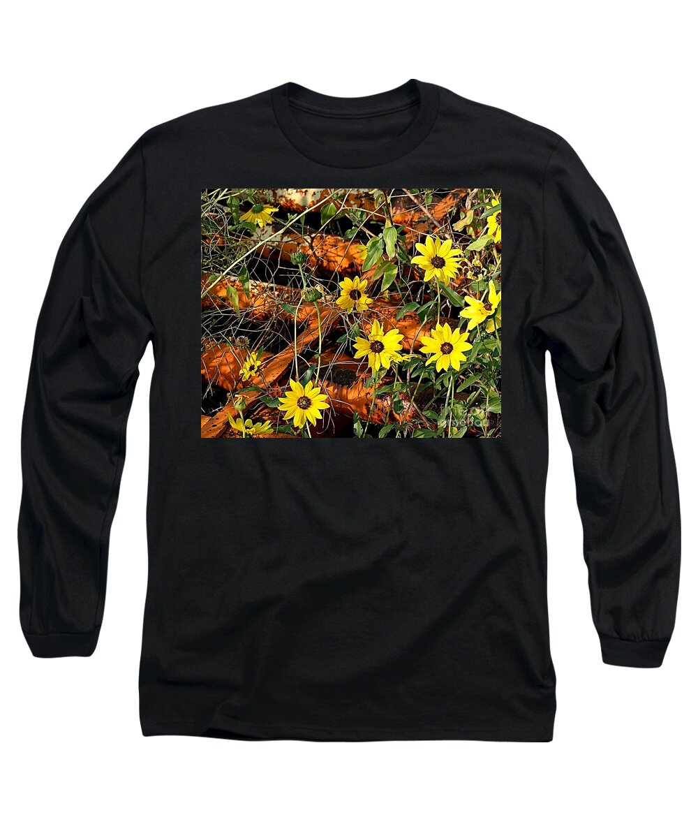 Flowers Long Sleeve T-Shirt featuring the photograph Old Cattle Guard by Steven Reed