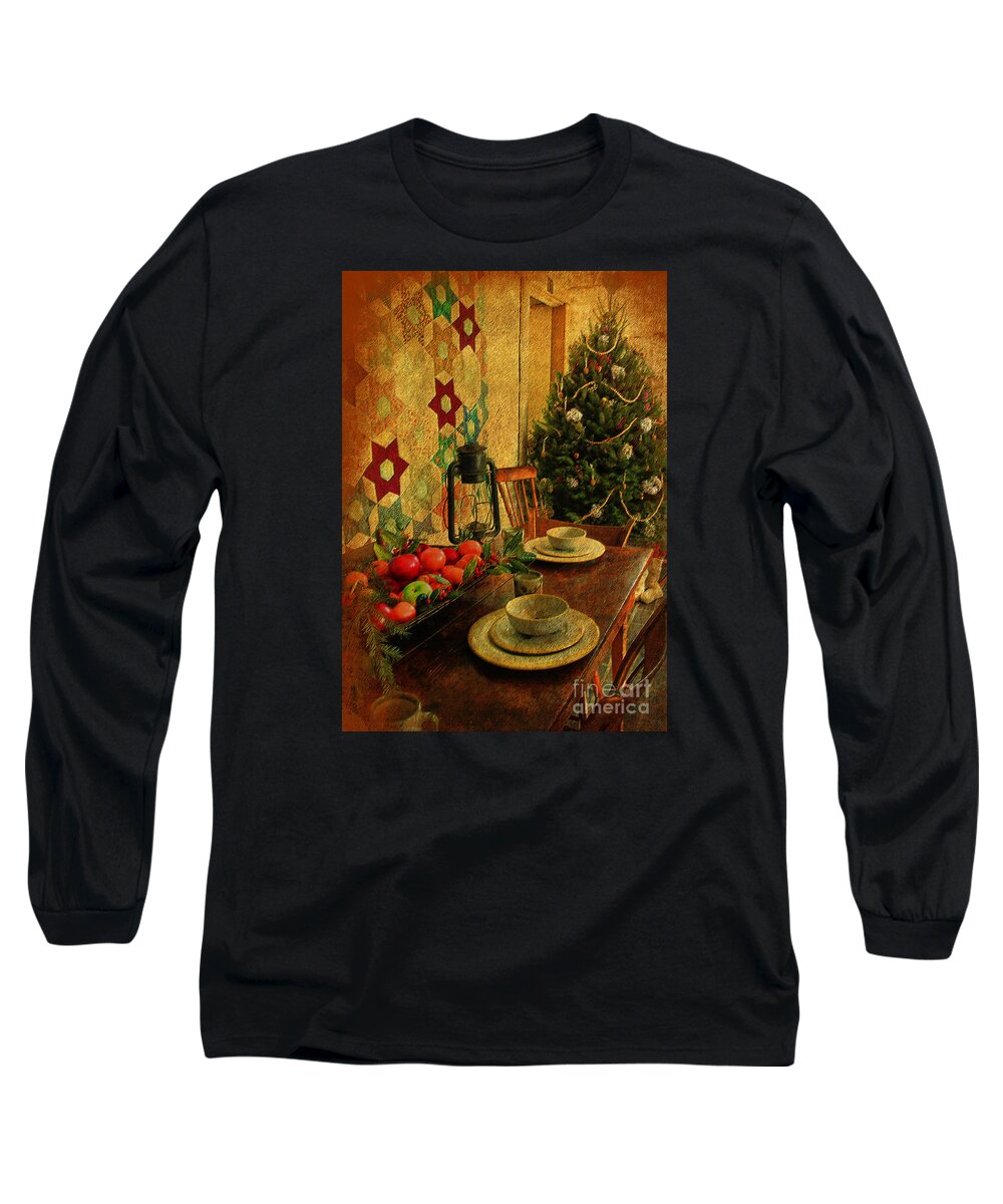 Textures Long Sleeve T-Shirt featuring the photograph Old Fashion Christmas At Atalaya by Kathy Baccari