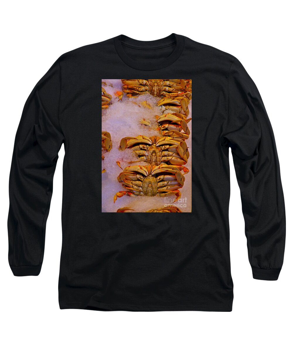 Crabs Long Sleeve T-Shirt featuring the photograph On Ice by LeLa Becker