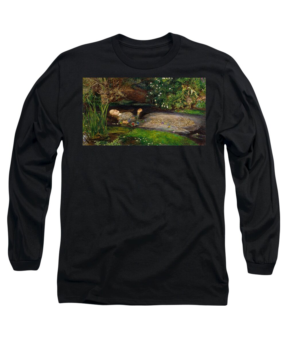 Ophelia Long Sleeve T-Shirt featuring the digital art Ophelia by John Everett Millais