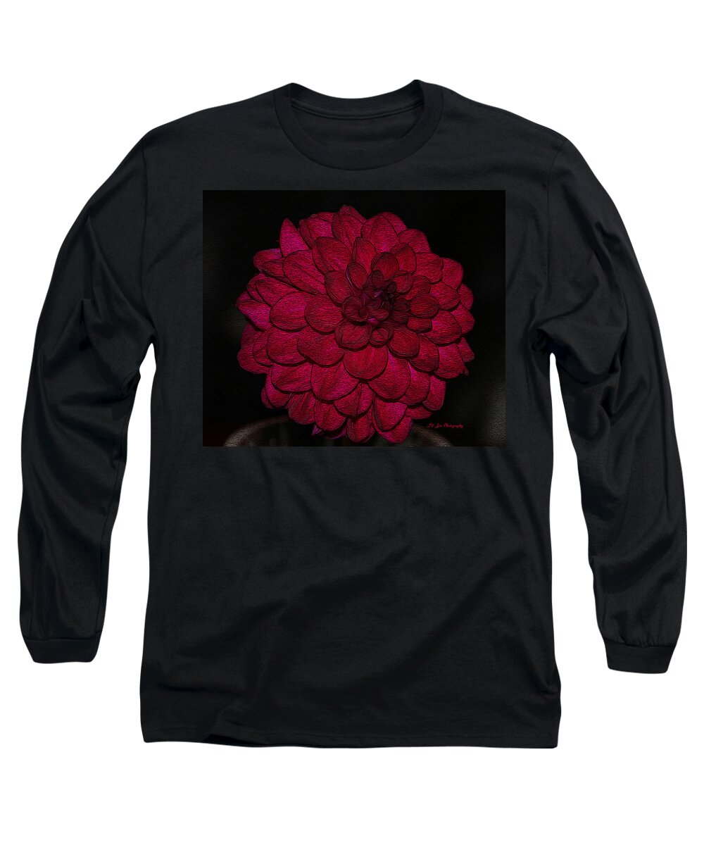 Dahlia Long Sleeve T-Shirt featuring the photograph Ornate Red Dahlia by Jeanette C Landstrom
