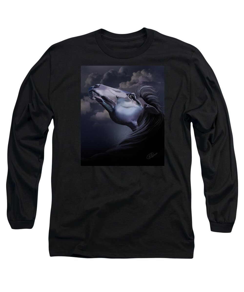 Horse Long Sleeve T-Shirt featuring the digital art Pain Inside Me by Kate Black