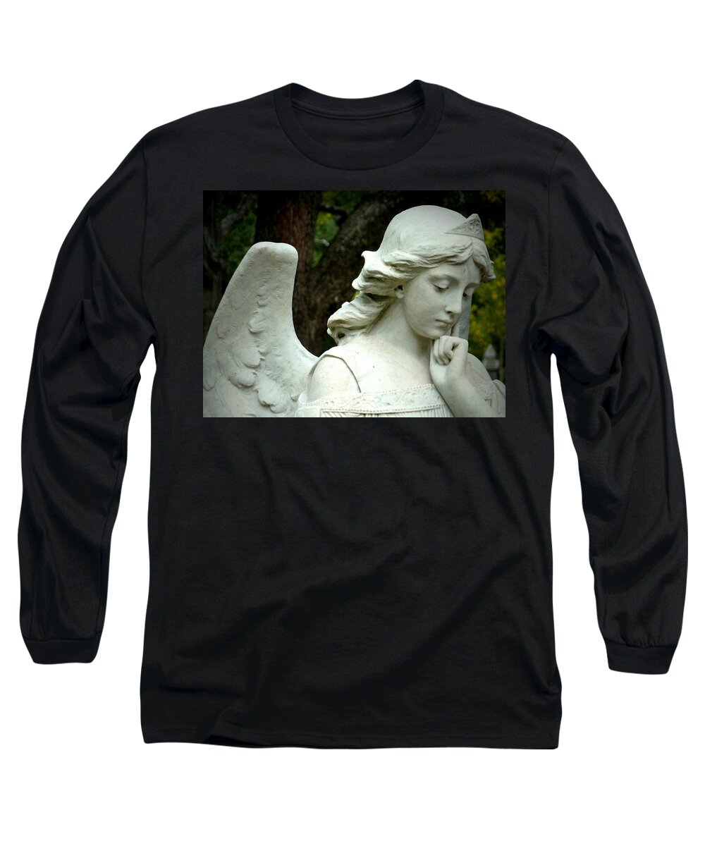 Pensive Angel Long Sleeve T-Shirt featuring the photograph Pensive by Gia Marie Houck