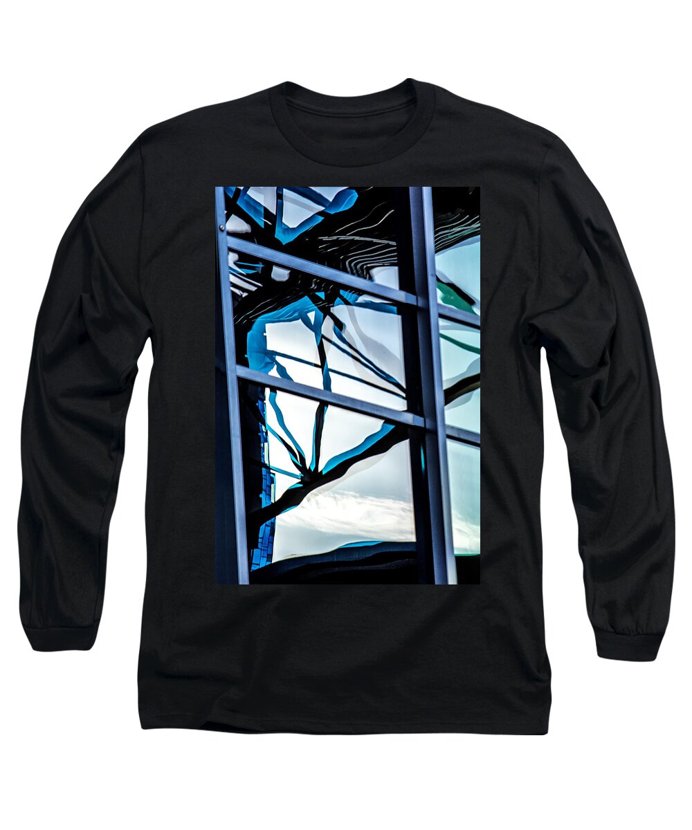 Phoenix Long Sleeve T-Shirt featuring the digital art Phoenix Window Reflecting Grids by Georgianne Giese