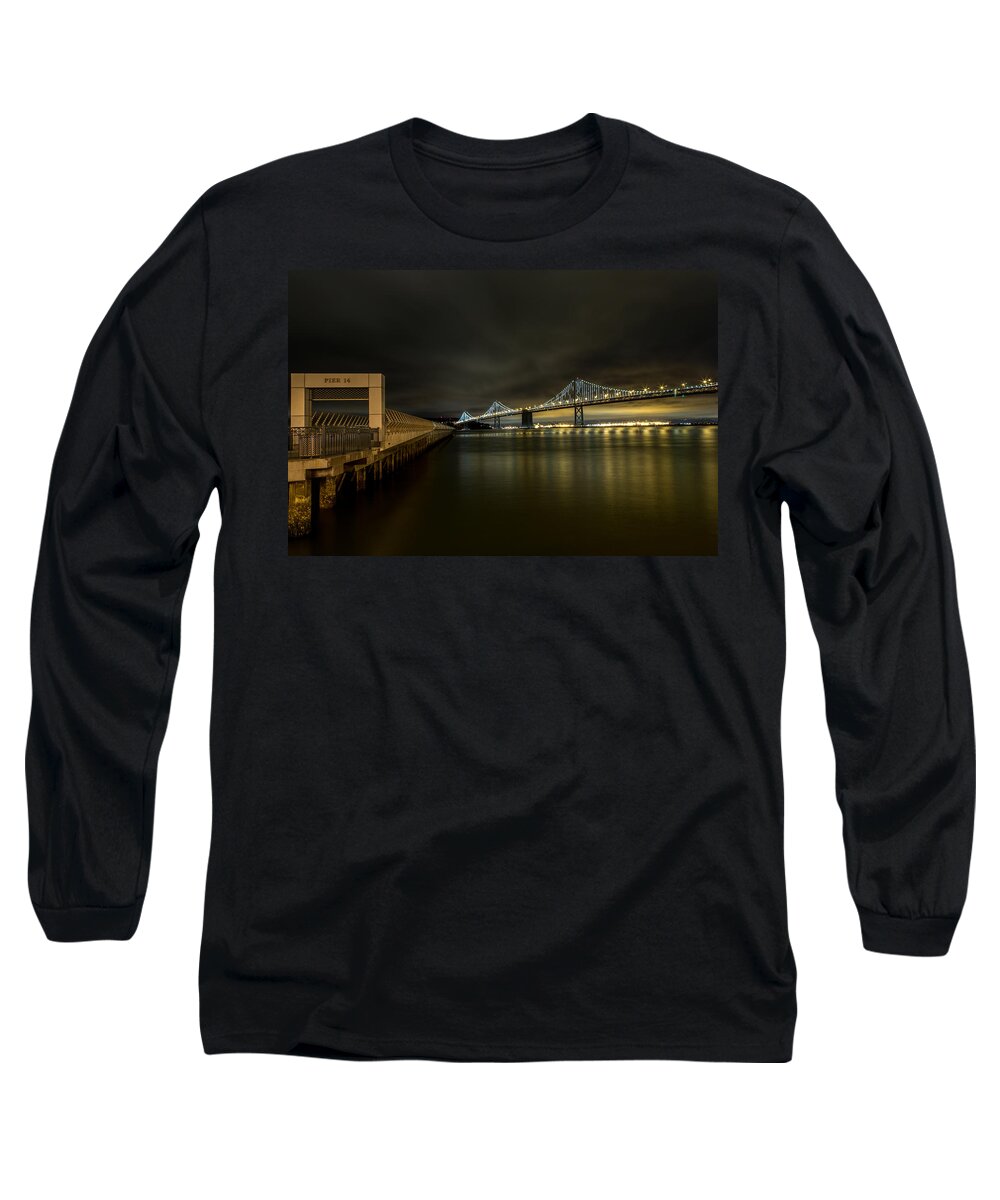San Francisco Long Sleeve T-Shirt featuring the photograph Pier 14 and Bay Bridge at Night by John Daly
