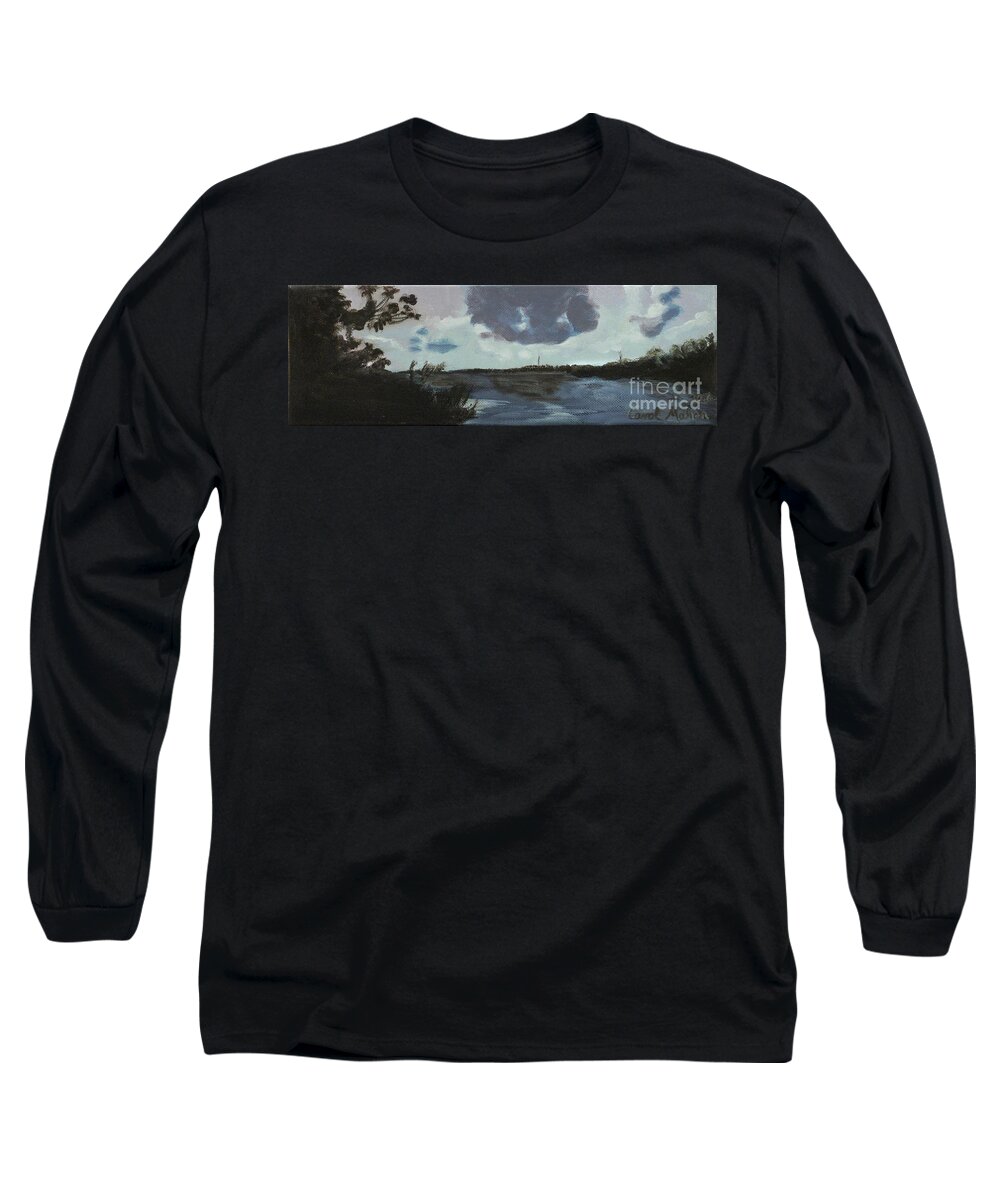 Blue Skies Long Sleeve T-Shirt featuring the painting Pointe aux Chein Blue Skies by Carol Oufnac Mahan