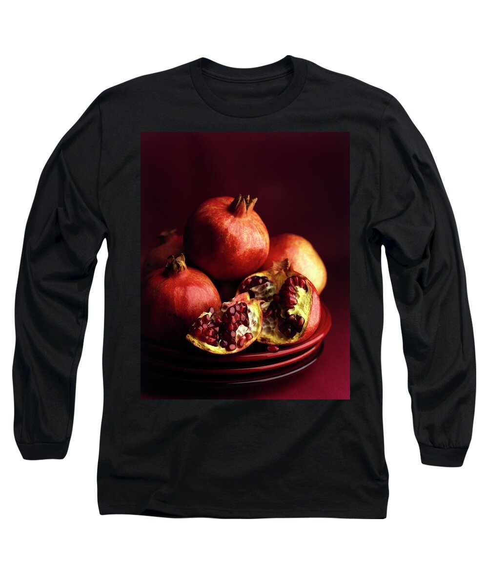 Fruits Long Sleeve T-Shirt featuring the photograph Pomegranates by Romulo Yanes