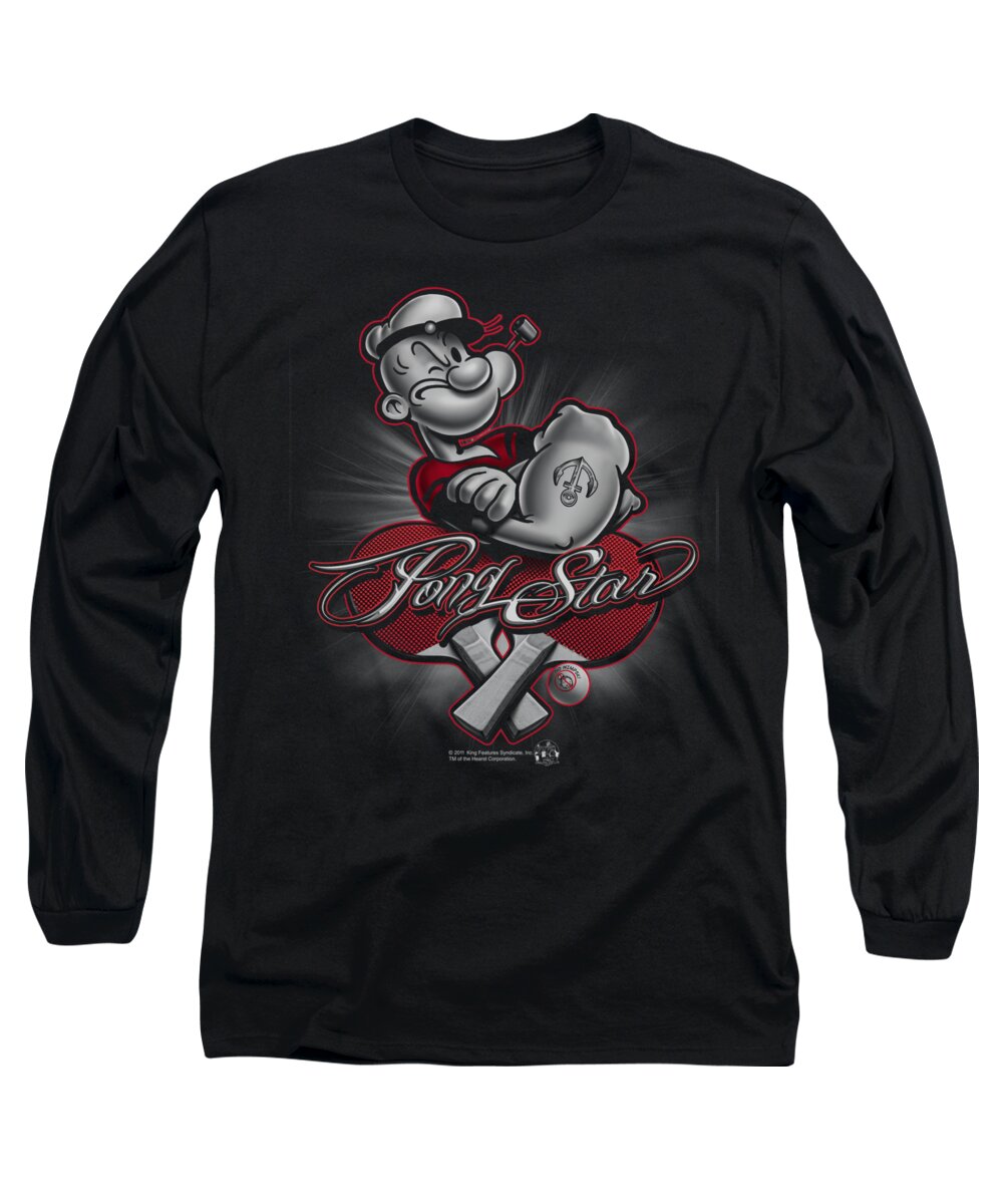 Popeye Long Sleeve T-Shirt featuring the digital art Popeye - Pong Star by Brand A
