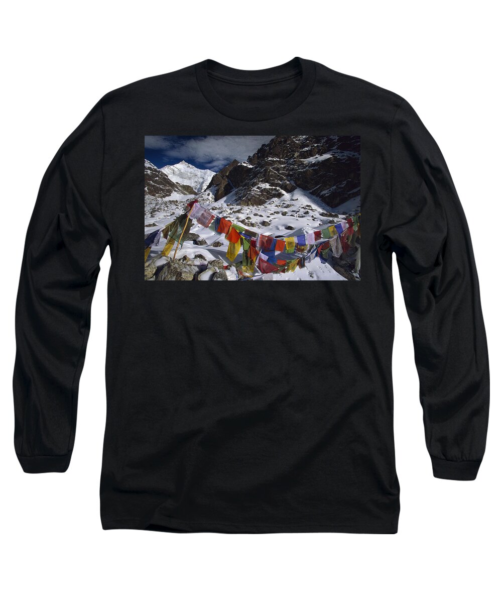 Feb0514 Long Sleeve T-Shirt featuring the photograph Prayer Flags Himalaya India by Colin Monteath