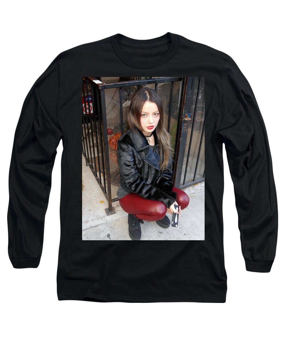 New York Street Art Long Sleeve T-Shirt featuring the photograph Pretty East Village Girl by Joan Reese