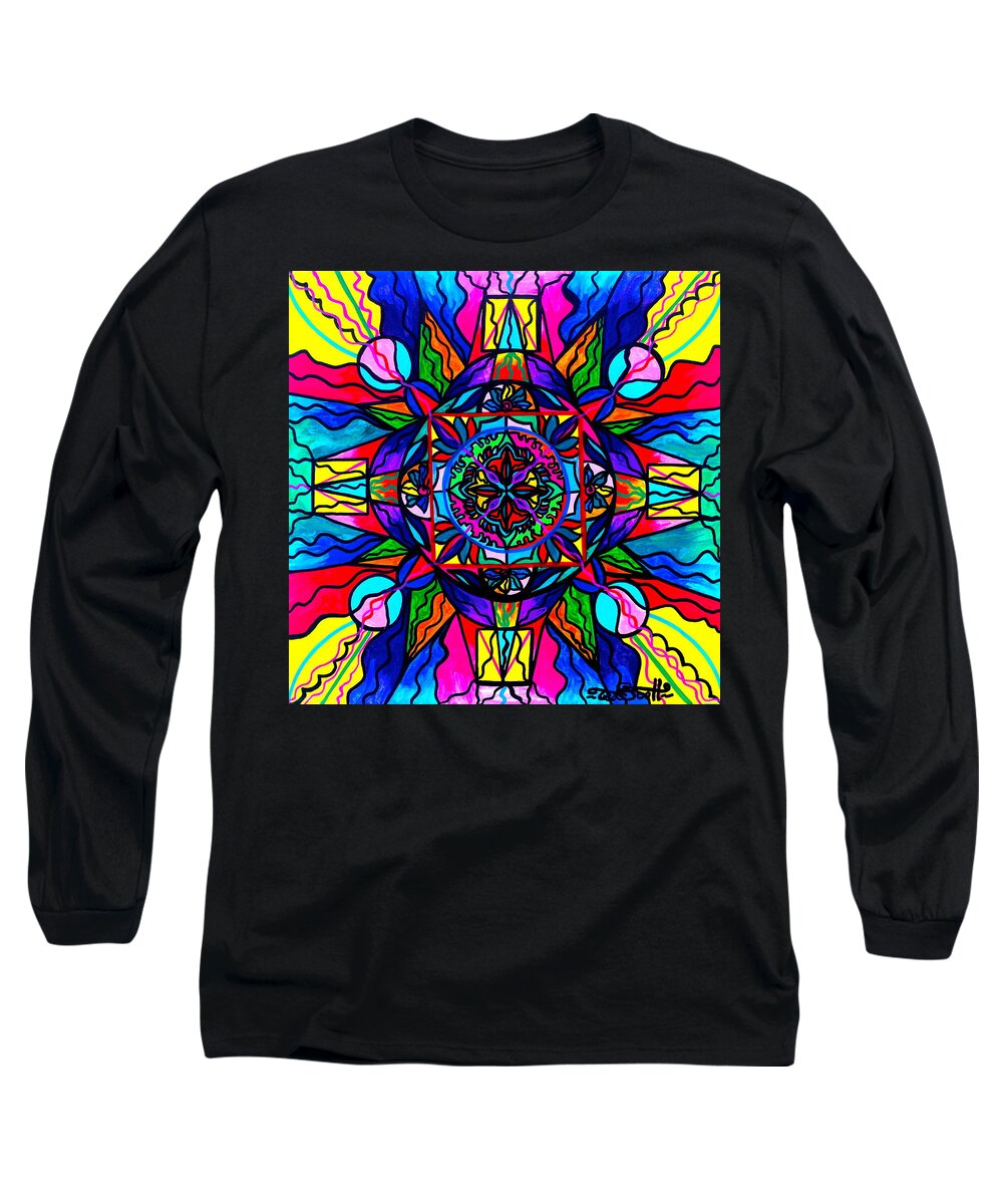 Vibration Long Sleeve T-Shirt featuring the painting Productivity by Teal Eye Print Store