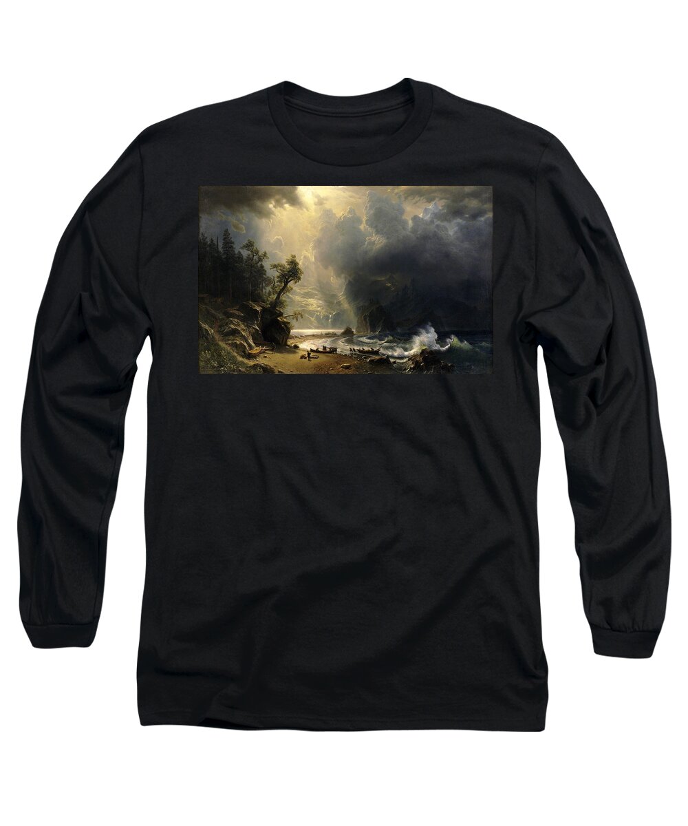 Albert Bierstadt Long Sleeve T-Shirt featuring the painting Puget Sound on the Pacific Coast by Albert Bierstadt