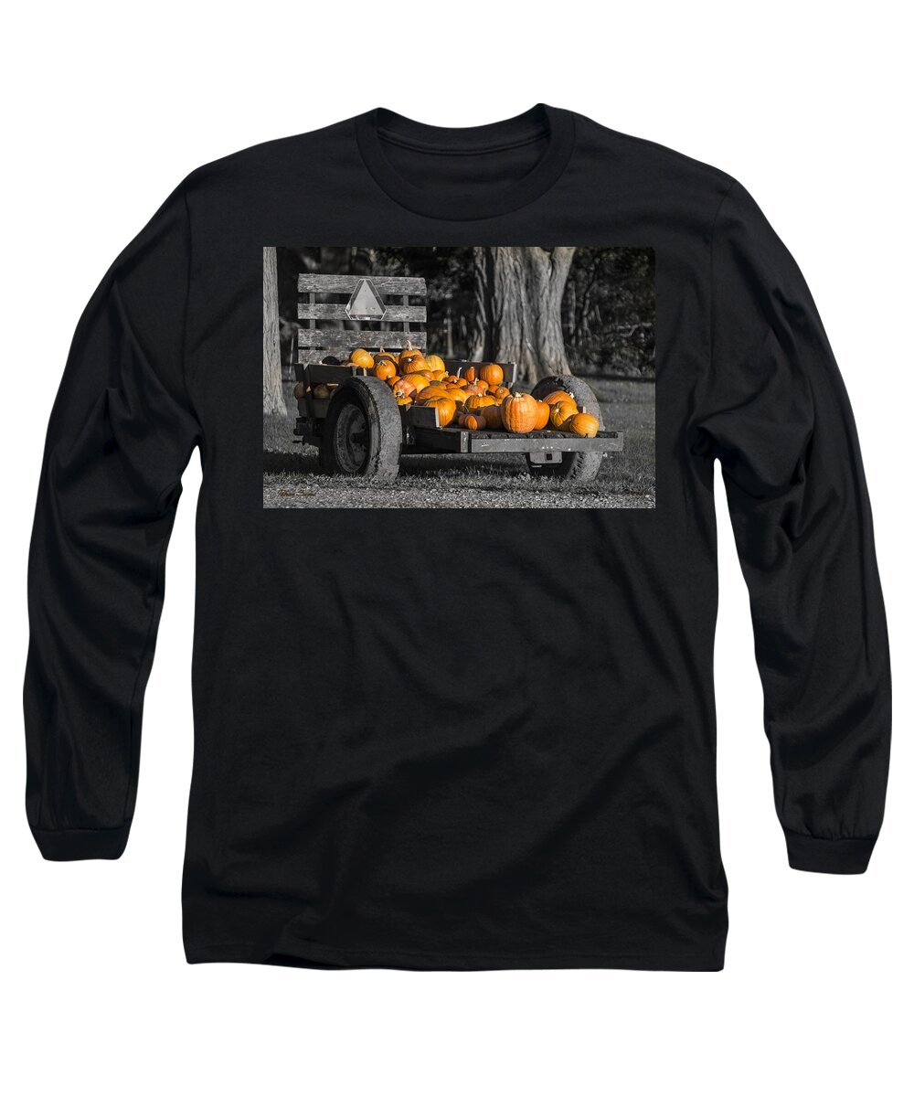 Pumpkin Long Sleeve T-Shirt featuring the photograph Pumpkin Cart by Rebecca Samler