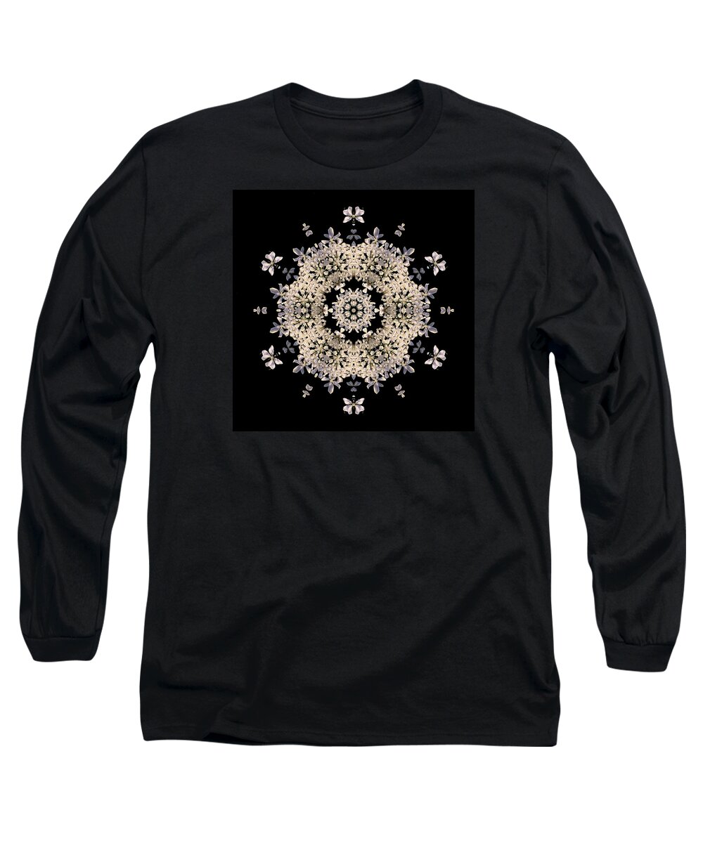 Flower Long Sleeve T-Shirt featuring the photograph Queen Anne's Lace Flower Mandala by David J Bookbinder