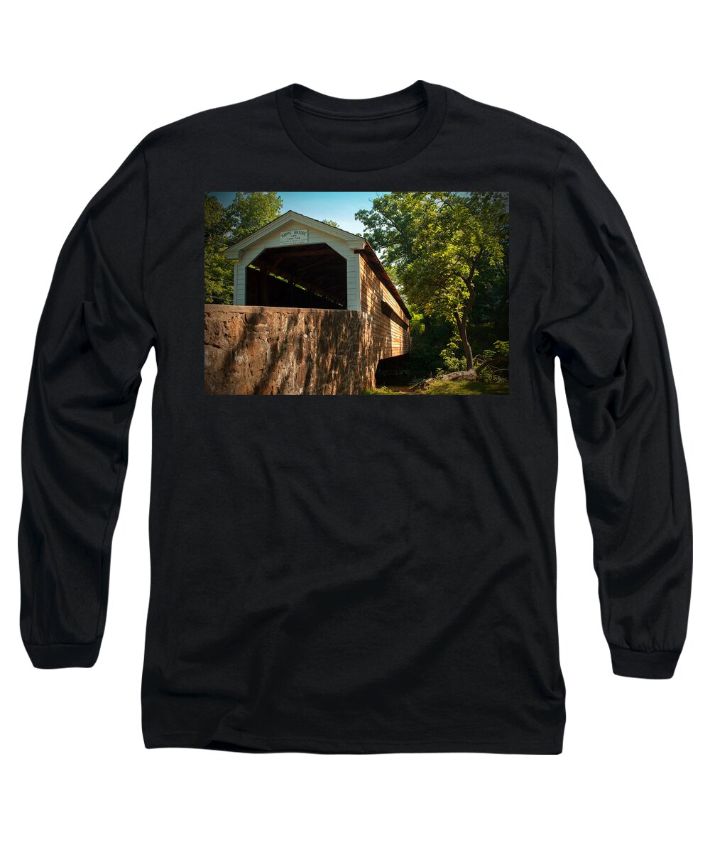 Bridge Long Sleeve T-Shirt featuring the photograph Rapps Covered Bridge by Michael Porchik