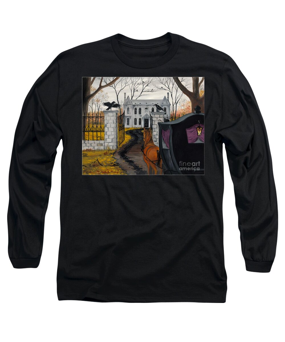 Realism Long Sleeve T-Shirt featuring the painting Raven's Estate by Margaryta Yermolayeva
