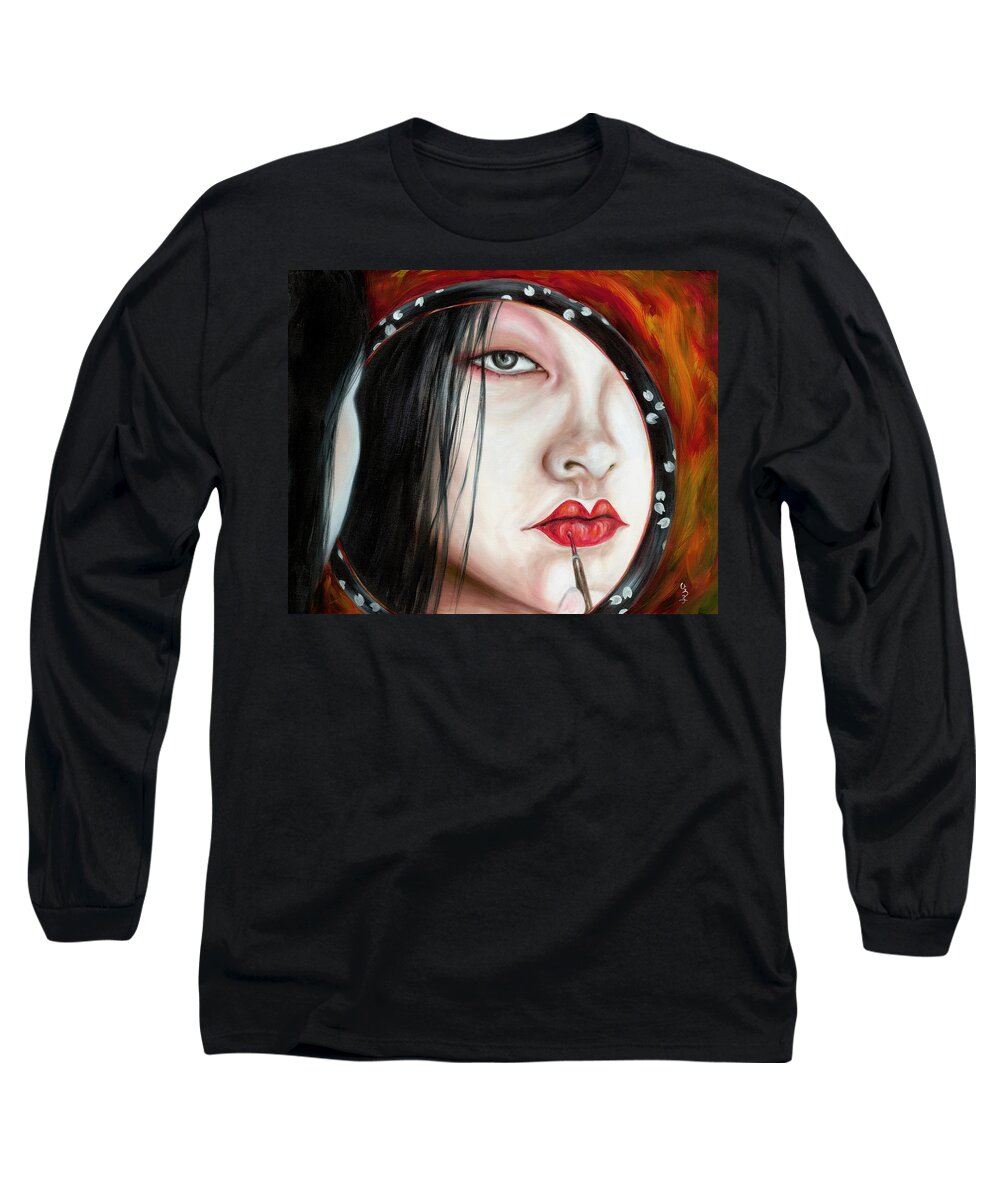 Japanese Woman Long Sleeve T-Shirt featuring the painting Red by Hiroko Sakai