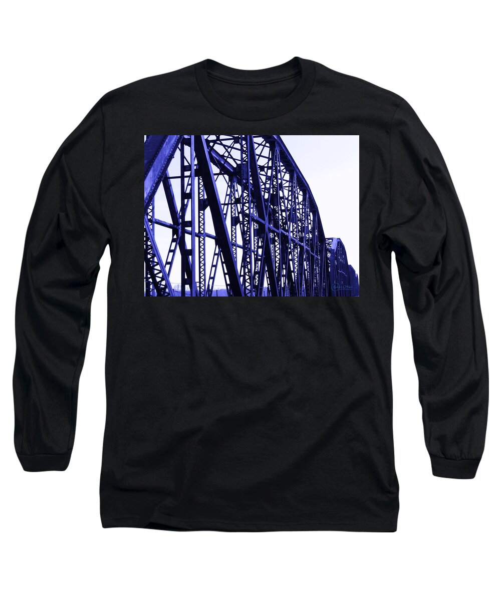 Bridge Long Sleeve T-Shirt featuring the photograph Red River Train Bridge #5 by Robert ONeil