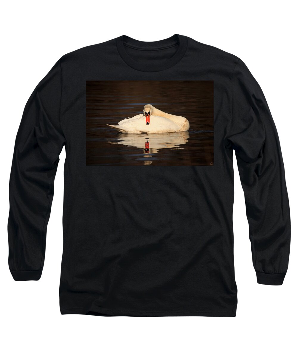 Swan Long Sleeve T-Shirt featuring the photograph Reflections Of A Swan by Karol Livote