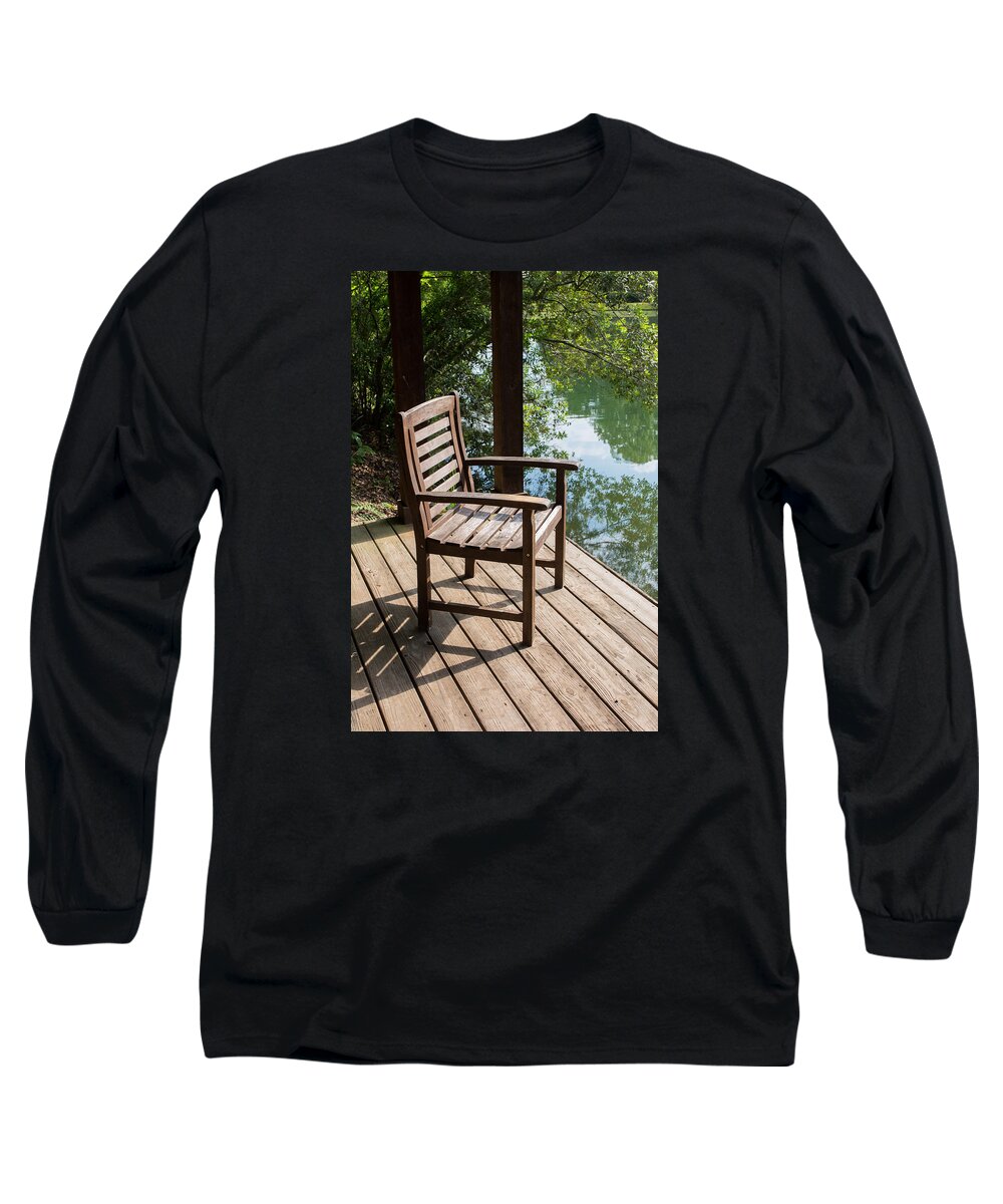 Cabin Long Sleeve T-Shirt featuring the photograph Alone By The Lake by Parker Cunningham