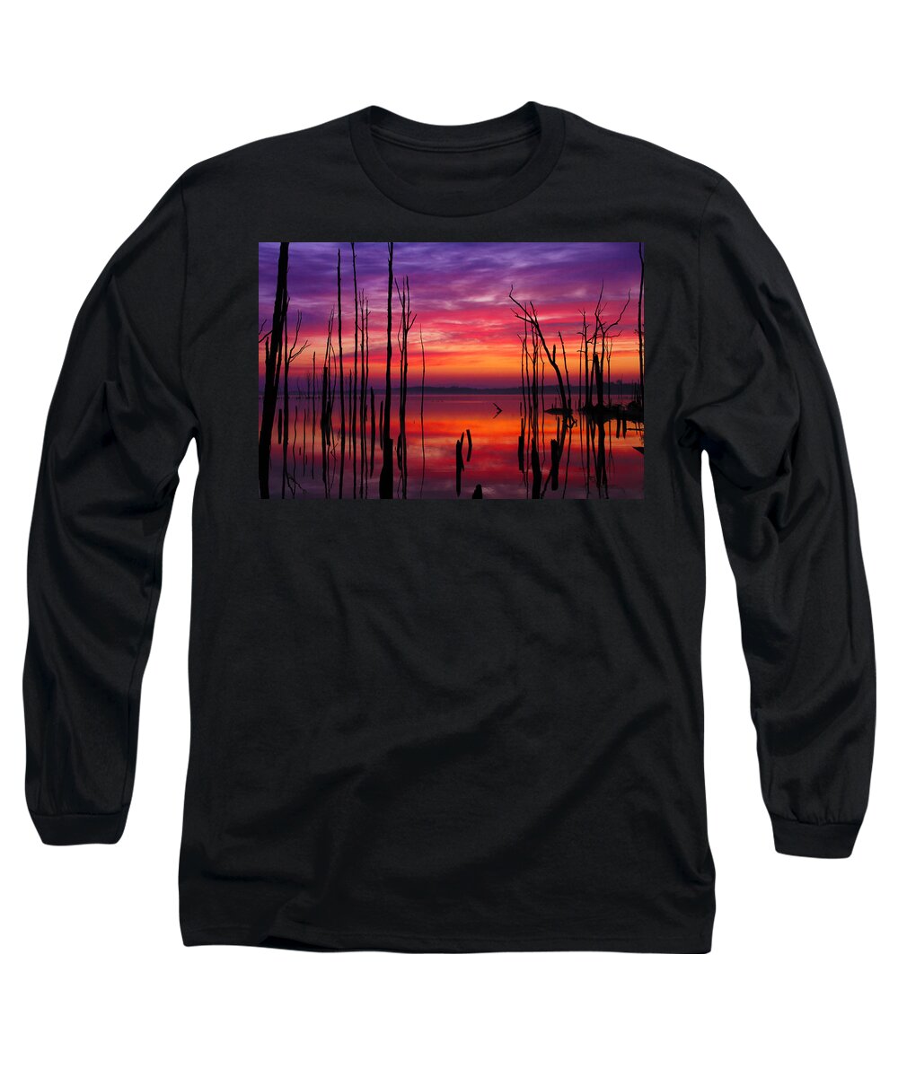 Landscape Long Sleeve T-Shirt featuring the photograph Reservoir at Sunrise by Roger Becker