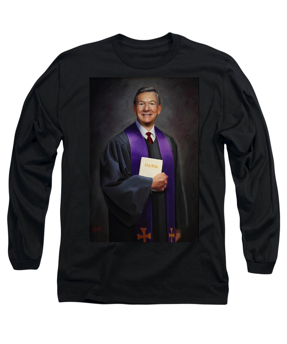Pastor Long Sleeve T-Shirt featuring the painting Rev Jack Wilson by Glenn Beasley