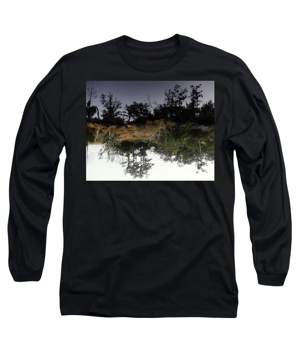 Obx Long Sleeve T-Shirt featuring the photograph Reverse Reflection On A Crab Fishermans Canal by Rick Rosenshein