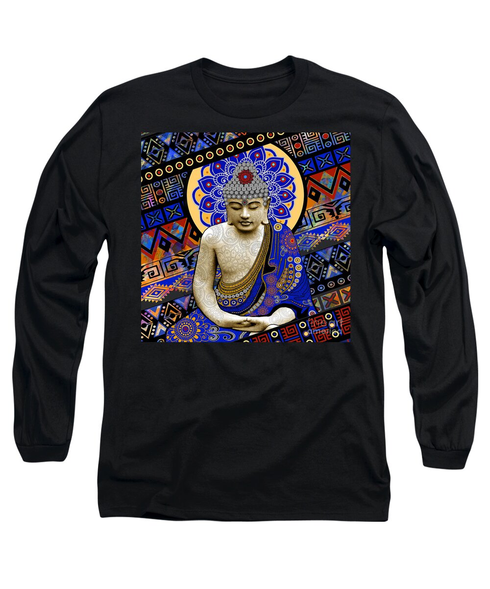 Buddha Long Sleeve T-Shirt featuring the painting Rhythm of My Mind by Christopher Beikmann